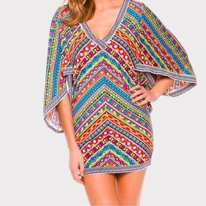 Trina Turk Deep V-neck Swim Cover-up Dress. Size Medium.